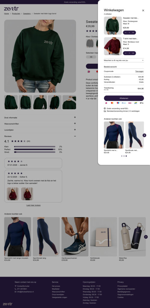 Winkelwagen pop-up - Sweater